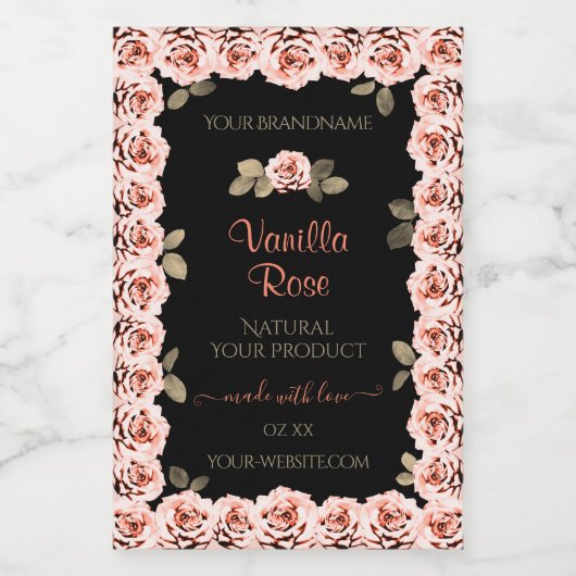 フローラピンクローズブラック製品パッケージラベル フードラベル (シングルラベル)