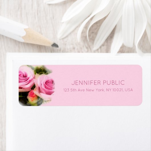 フローラピンクローズブーケフラワーズ差出人住所 ラベル (インサイチュ)