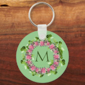 フローラピンクローズリースモノグラムキーチェーン キーホルダー (正面)