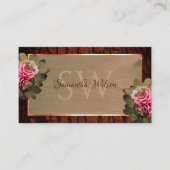 フローラピンクローズ素朴ウッドツリーバークイニシャル 名刺 (正面)