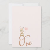フローラピンクローズ金ゴールドいくつかのバニー1歳の誕生日 招待状 (裏面)
