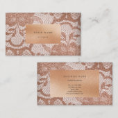 フローラピンクローズ金ゴールドホワイトレースビップグラム 名刺 (正面/裏面)