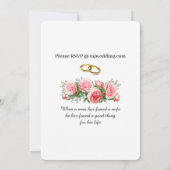 フローラピンクローズ、ホワイト&グリーン結婚ズの招待 招待状 (裏面)