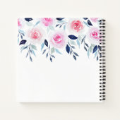 フローラピンクローゼズ水彩パーソナライズされた名 ノートブック (裏面)