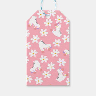 フローラピンクローラースケートスケートで滑る誕生日 ギフトタグ