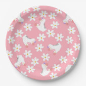 フローラピンクローラースケートスケートで滑る誕生日 ペーパープレート (正面)