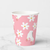 フローラピンクローラースケートスケートで滑る誕生日 紙コップ (裏面)