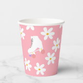 フローラピンクローラースケートスケートで滑る誕生日 紙コップ (正面)