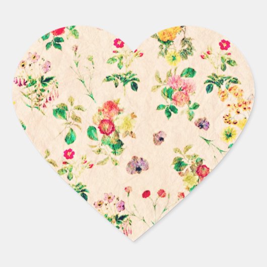 フローラピンクワイルドフラワーズヴィンテージ国 ハートシール (正面)
