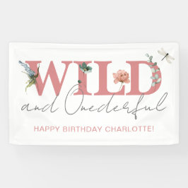 フローラピンクワイルド&オネダーフル女の子1st誕生日 横断幕