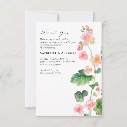 フローラピンク写真悔やみや弔慰葬儀記念館 サンキューカード (正面)