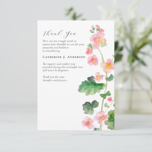フローラピンク写真悔やみや弔慰葬儀記念館 サンキューカード (スタンド正面)