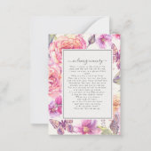 フローラピンク写真葬儀記念詩カード ノートカード (裏面)