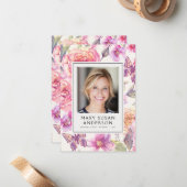 フローラピンク写真葬儀記念詩カード ノートカード (正面/裏面インサイチュ)