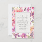 フローラピンク写真葬儀記念詩カード ノートカード (裏面)