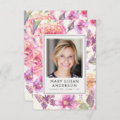 フローラピンク写真葬儀記念詩カード ノートカード (正面/裏面)