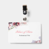 フローラピンク名 バッジ (Front with Clip)