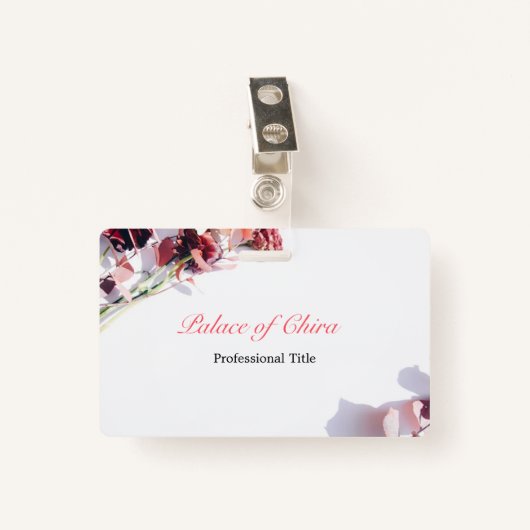 フローラピンク名 バッジ (正面クリップ)