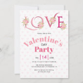 フローラピンク愛ハートバレンタインデーパーティー 招待状 (正面)