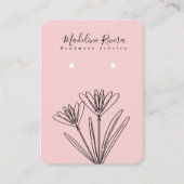 フローラピンク手作りイヤリングディスプレイカード コーリングカード (正面)