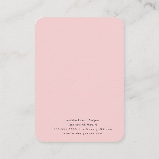 フローラピンク手作りイヤリングディスプレイカード コーリングカード (裏面)