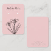 フローラピンク手作りイヤリングディスプレイカード コーリングカード (正面/裏面)