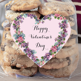 フローラピンク書道ハッピーバレンタインデー ハートシール