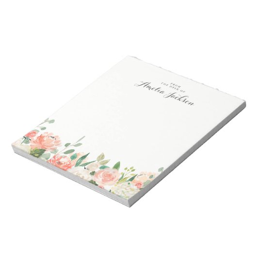 フローラピンク桃パーソナライズされた文具 ノートパッド (回転)