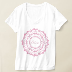 フローラピンク民族曼荼羅。名前. Tシャツ