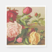 フローラピンク水色トレンドバラデイジー スタンダードランチョンナプキン (正面)