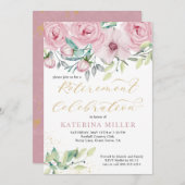 フローラピンク牡丹と金ゴールド書除き 招待状 (正面/裏面)