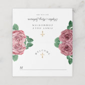 フローラピンク牡丹の宗教第1聖餐式 プレイスカード (外部開封)