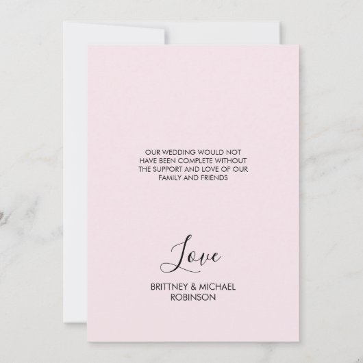 フローラピンク牡丹の植物写真エレガント サンキューカード (裏面)