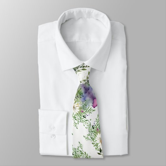 フローラピンク牡丹の水色タイ白い背景 ネクタイ (タイ)