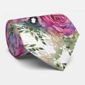 フローラピンク牡丹の水色タイ白い背景 ネクタイ (ロール)