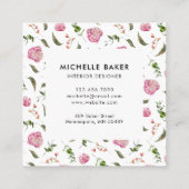 フローラピンク牡丹の水色 スクエア名刺 (裏面)