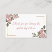 フローラピンク牡丹の花結婚夏ありがとう プレイスカード (正面)