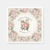 フローラピンク牡丹ウォーターカラーエレガントな結婚式 スタンダードカクテルナプキン (正面)