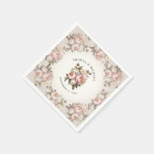 フローラピンク牡丹ウォーターカラーエレガントな結婚式 スタンダードカクテルナプキン (角)