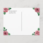 フローラピンク牡丹ガール宗教第1聖餐式 インビテーションポストカード (裏面)