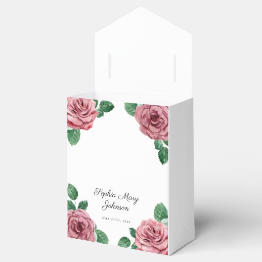 フローラピンク牡丹ガール宗教第1聖餐式 フェイバーボックス (オープン)