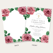 フローラピンク牡丹ガール宗教第1聖餐式 招待状