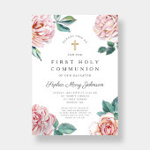 フローラピンク牡丹ガール宗教第1聖餐式 招待状