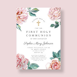 フローラピンク牡丹ガール宗教第1聖餐式 招待状
