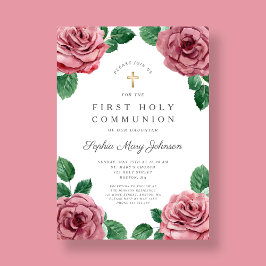 フローラピンク牡丹ガール宗教第1聖餐式 招待状