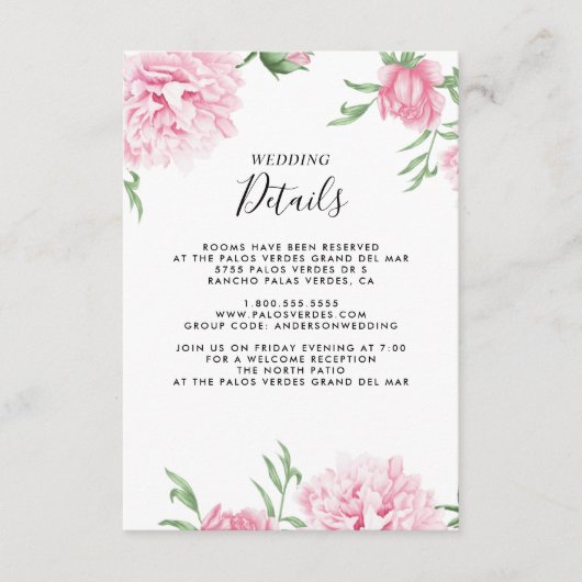 フローラピンク牡丹ボタニカルエレガント詳細 エンクロージャーカード (正面)