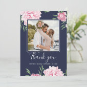 フローラピンク牡丹植物写真海エレガント軍 サンキューカード (スタンド正面)