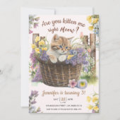 フローラピンク猫の3歳の誕生日 招待状 (正面)