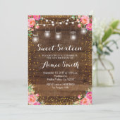 フローラピンク素朴スイーツ16誕生日カード 招待状 (スタンド正面)