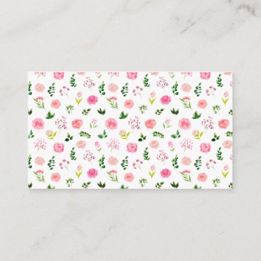 フローラピンク結婚のバラの贈り物に関するメモ エンクロージャーカード (裏面)